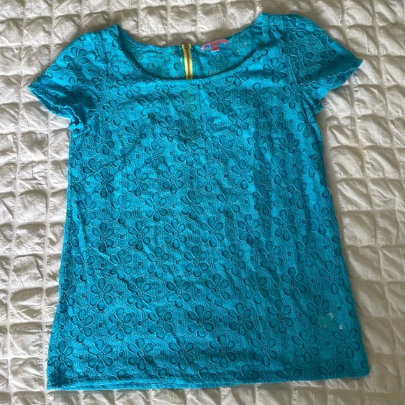 Lilly Pulitzer Turquoise Lace Top - Picture 1 of 7